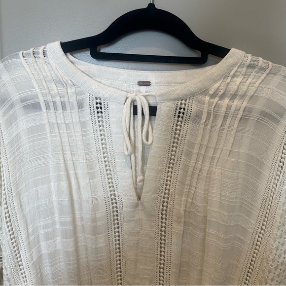 Free People Nomad Peasant Dress Size Large White Boho Flowy Crochet - Picture 5 of 7